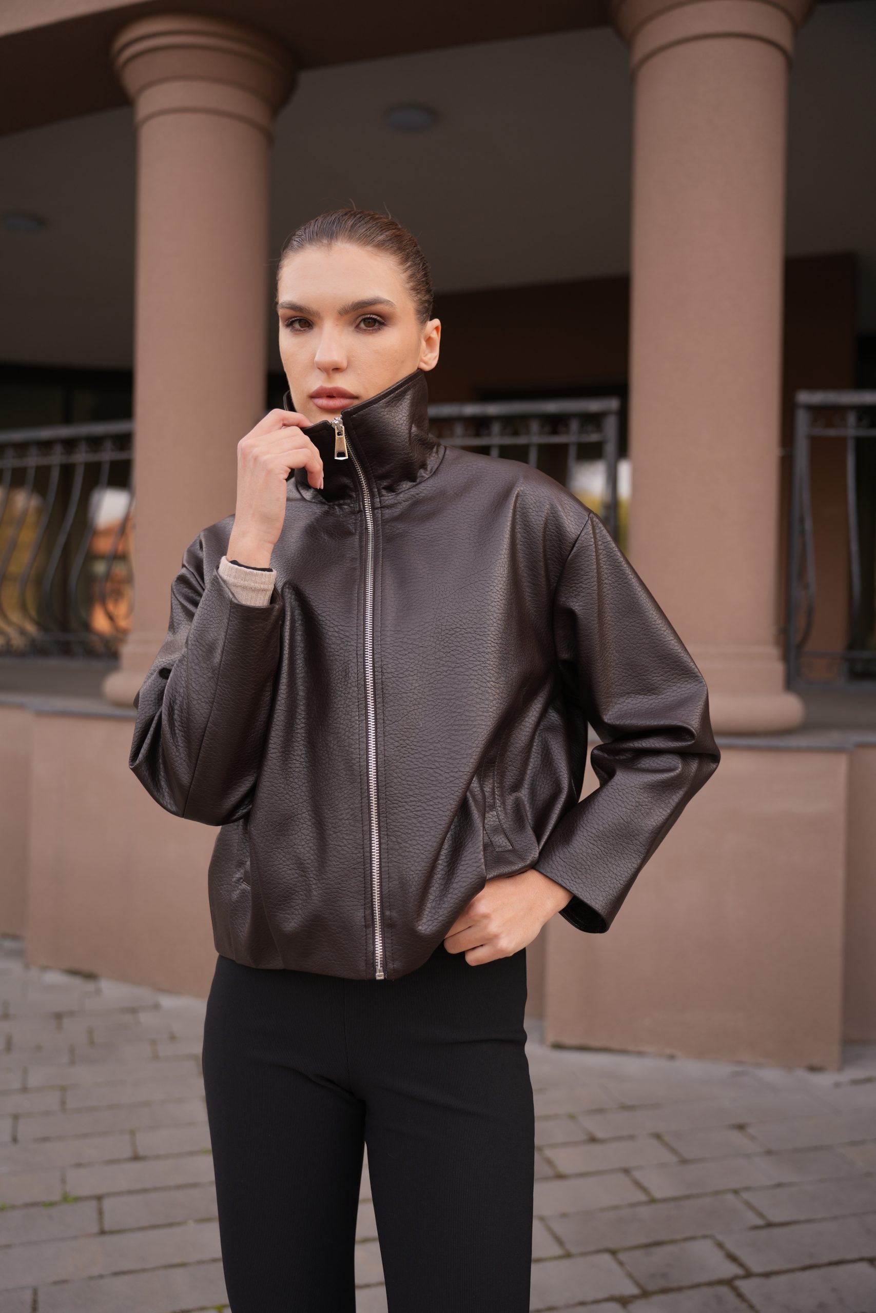 Бомбер з екошкіри КВ-029 2026 - Зображення 1